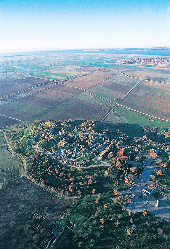 Aerial view of Troy with the Dardanelles in the background